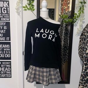 “laugh more” sweater